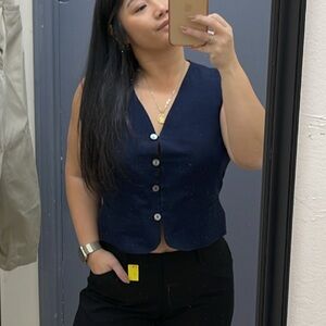 Liz Claiborne Navy Blue Button-Up Vest